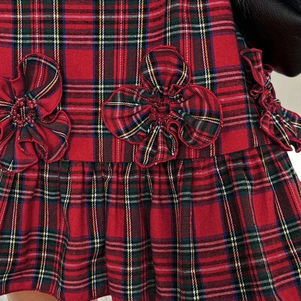 Red Elegant Women's Christmas Lantern Sleeve Mini Dress - Picture 6 of 6